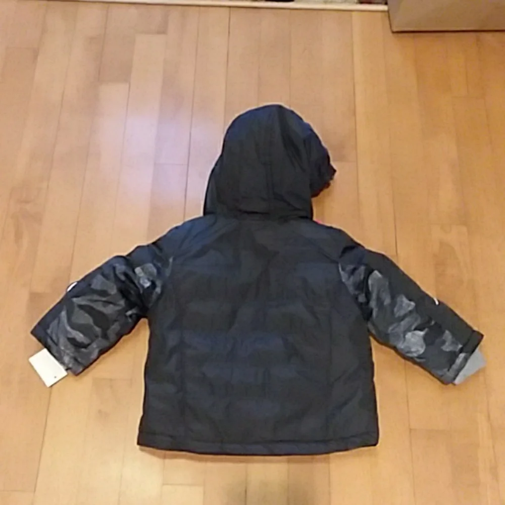 ZeroXposur Boys Black Gray Camo Jacket with Neon Green Bib Snow Pants